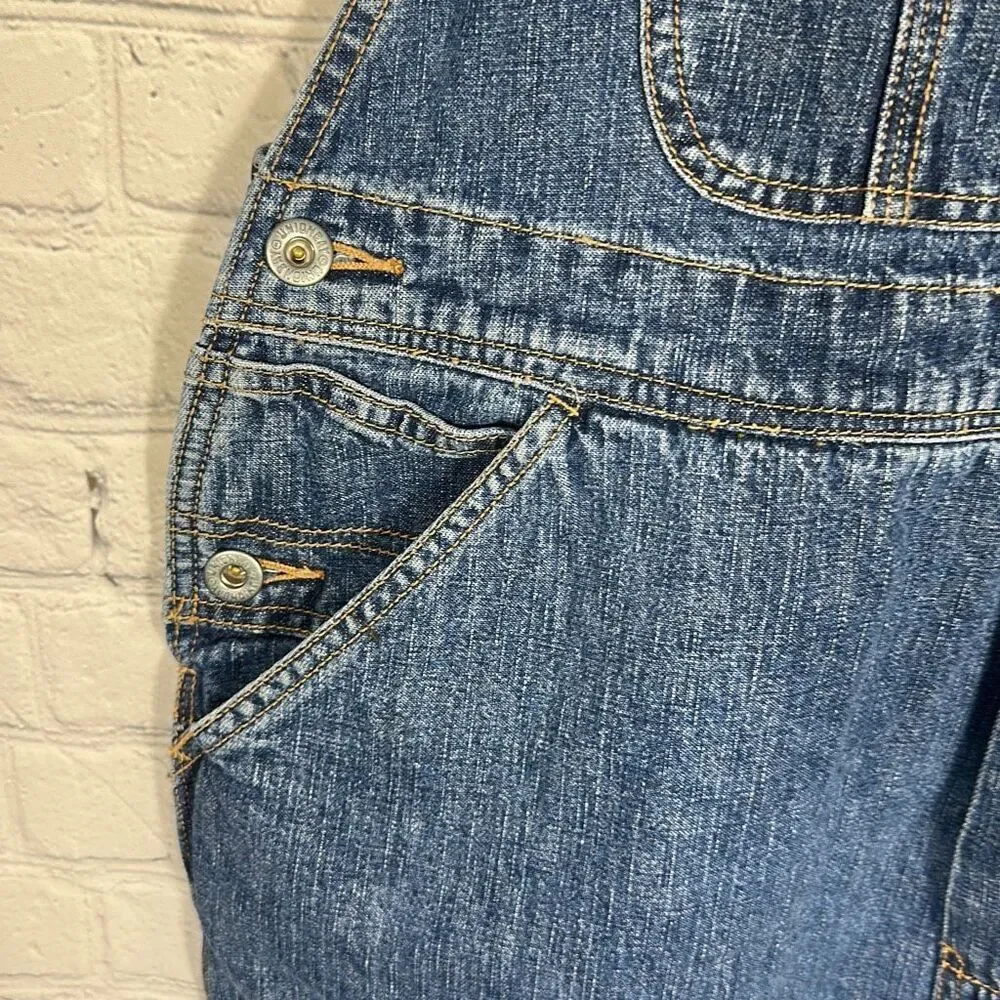 Union Bay Blue Denim Bib Baggy Overalls Farmer size‎ L Large Carpenter
